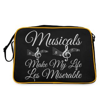 Musicals Make My Life Les Miserable - Funny Musica - Sac Retro - noir/or - Dos