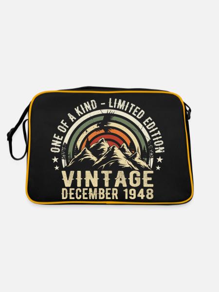 Dezember 1948 - Ausgezeichnet seit Dezember 1948 - Retro Tasche - Schwarz/Gold - Hinten