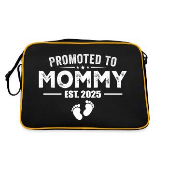 Befördert zur Mama 2025 Lustig für die neue Mama - Retro Tasche - Schwarz/Gold - Hinten