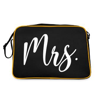 Mrs. Matching Couple Engagement Wedding Honeymoon - Retro Bag - black/gold - Back
