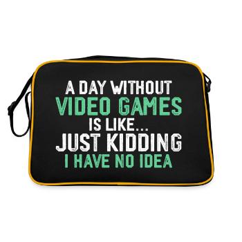 A Day Without Video Games, Funny Gamer, Gaming - Retro Bag - black/gold - Back