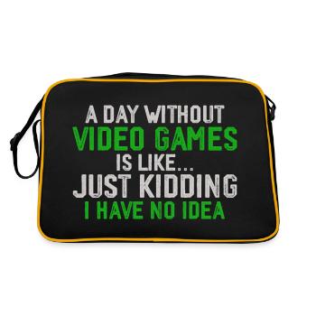 A Day Without Video Games, Funny Gamer, Gaming - Retro Bag - black/gold - Back