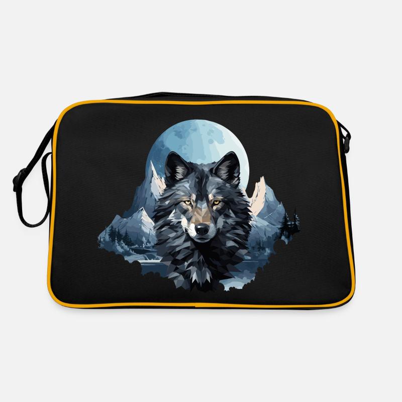 Wolfs Design im Polygon Style Retro Tasche