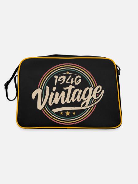 1946 Vintage 1946 Geburtstagsgeschenk - Retro Stil 1946 - Retro Tasche - Schwarz/Gold - Hinten