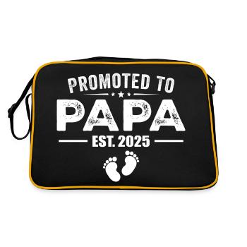 Befördert zum Papa Est 2025 Lustig für den neuen Papa - Retro Tasche - Schwarz/Gold - Hinten