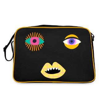 EVIL EYES Colorful Abstract Face - Retro Bag - black/gold - Back
