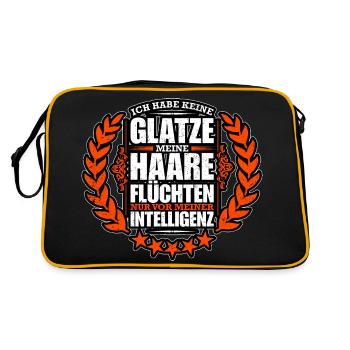 Ich habe keine Glatze | Lustiger Spruch - Retro Tasche - Schwarz/Gold - Hinten