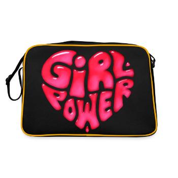 Girlpower Textdesign in Herzform - Retro Tasche - Schwarz/Gold - Hinten