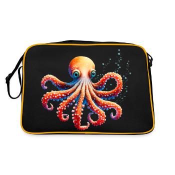 Underwater World Octopus Fish in Watercolor - Retro Bag - black/gold - Back