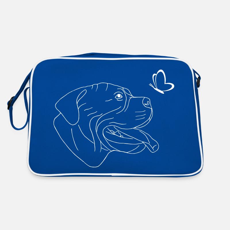 Bullmastiff Kopf mit Schmetterling Retro Tasche