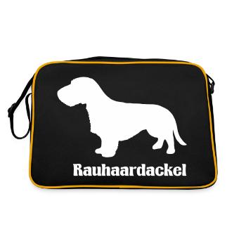Rauhaardackel Silhouette - Retro Tasche - Schwarz/Gold - Hinten