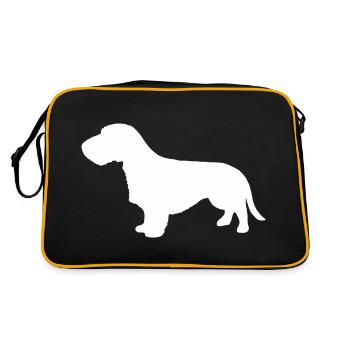 Rauhaardackel Silhouette - Retro Tasche - Schwarz/Gold - Hinten