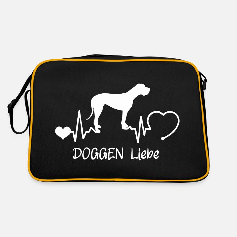 Deutsche Dogge mit Herzschlag Retro Tasche