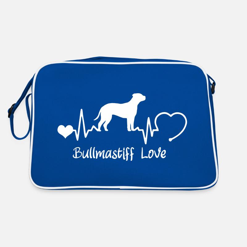 Bullmastiff mit Herzschlag Retro Tasche