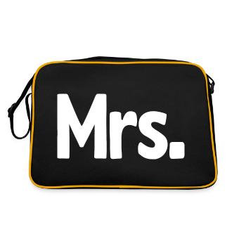 Mrs. Matching Couple Engagement Wedding Honeymoon - Retro Bag - black/gold - Back