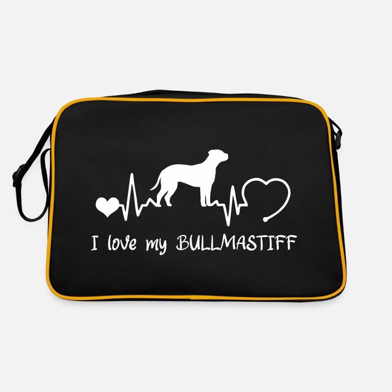 Bullmastiff mit Herzschlag Retro Tasche