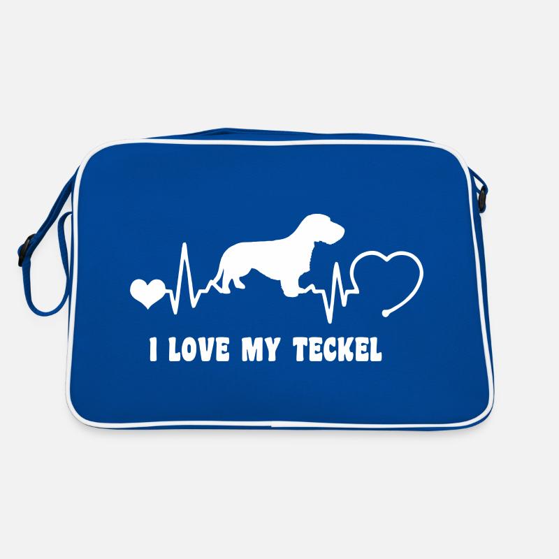 Rauhaardackel mit Herzschlag Retro Tasche