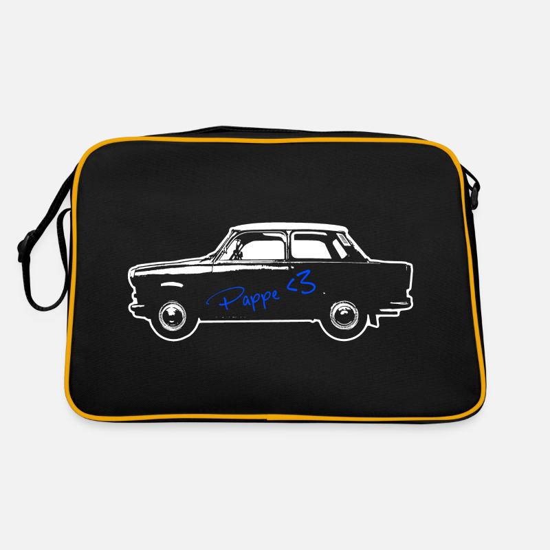 P601 Trabbi Ost Oldtimer - Auto fürs Herz - Retro Tasche - Schwarz/Gold