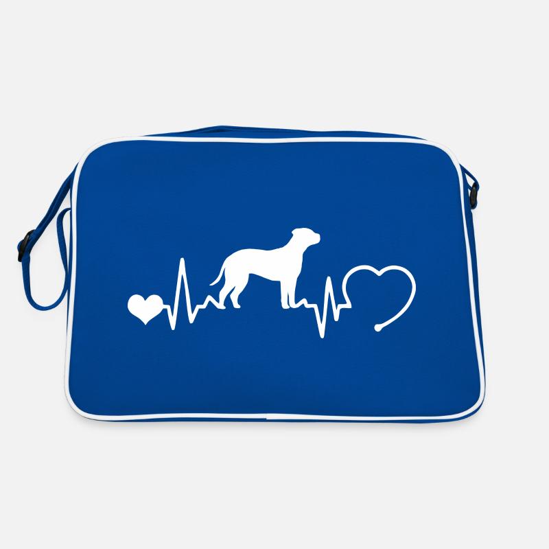 Bullmastiff mit Herzschlag Retro Tasche
