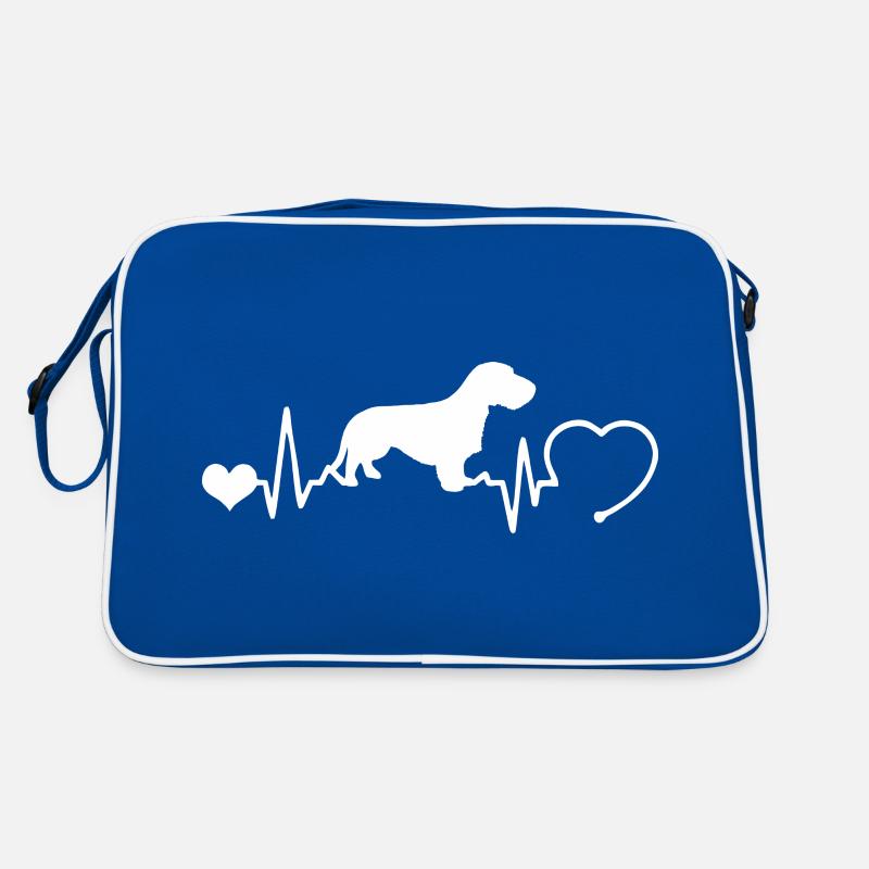 Rauhaardackel mit Herzschlag Retro Tasche