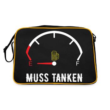 Bier Tanken - Retro Tasche - Schwarz/Gold - Hinten