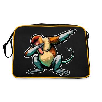 Proboscis Monkey Dabbing Monkey Gift Monkeys - Retro Bag - black/gold - Back
