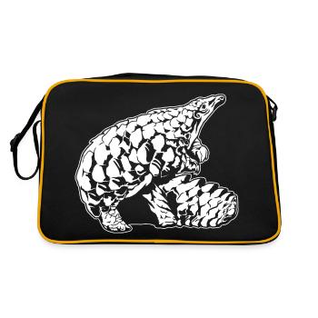 Cool Pangolin Sketch Graphic Wildlife Creature - Retro Bag - black/gold - Back