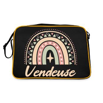 Cadeau Vendeuse. Boho Rainbow vendeuse. - Sac Retro - noir/or - Dos