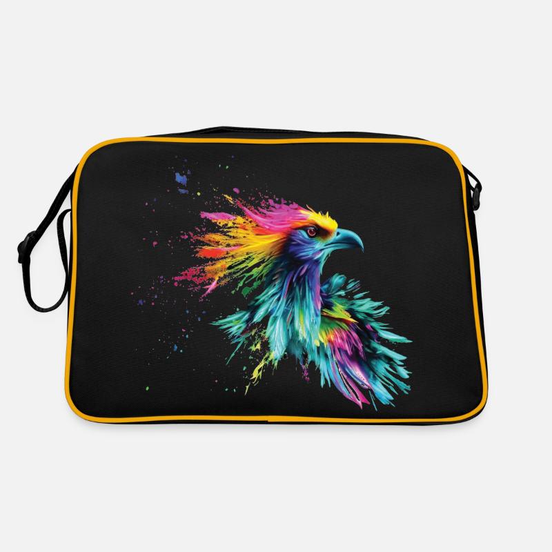 Vogel Farbige bunte Farb Spritzer Retro Tasche