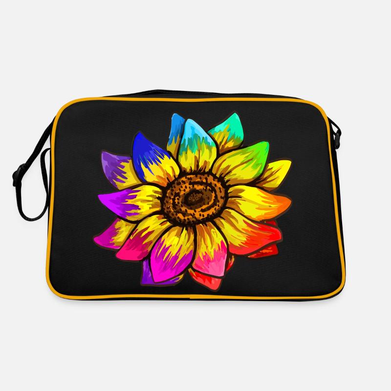 Sonnenblume in Regenbogenfarben Retro Tasche
