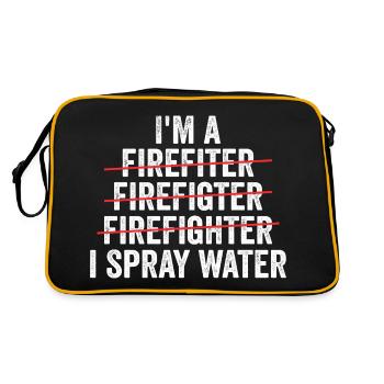 Ich bin Feuerwehrmann - Retro Tasche - Schwarz/Gold - Hinten