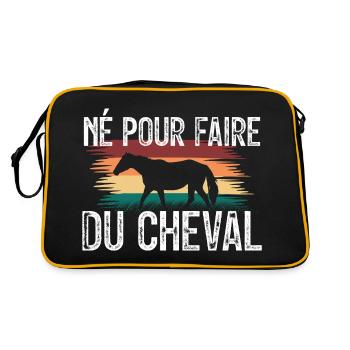 Né pour faire du cheval. amoureux des chevaux. - Sac Retro - noir/or - Dos