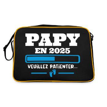 Futur Papy 2025 Grand-père Bébé Grossesse Cadeau - Sac Retro - noir/or - Dos