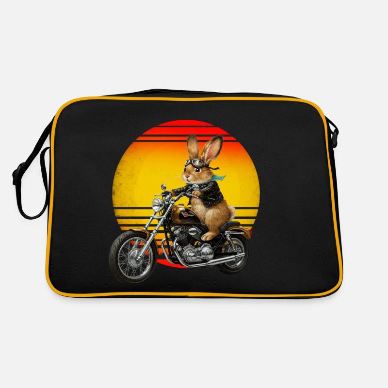 A rabbit on a Motocycle Retro Bag