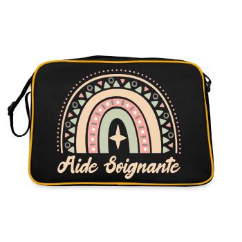 Cadeau Aide Soignante. Boho Rainbow aide soignante - Sac Retro - noir/or - Dos