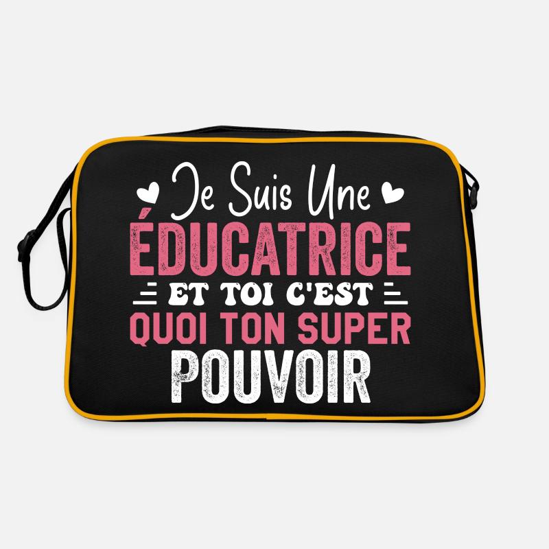 Je Suis une éducatrice c'est mon super pouvoi - Sac Retro - noir/or