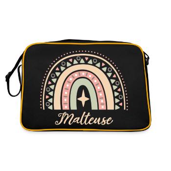 Cadeau Malteuse. Boho Rainbow malteuse. - Sac Retro - noir/or - Dos