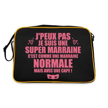 Je Suis Une Super Marraine Avec Un Cape - Sac Retro - noir/or - Dos