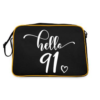 Hallo 91 - Süßes Geschenk zum 91. Geburtstag, 91 Jahre alt - Retro Tasche - Schwarz/Gold - Hinten