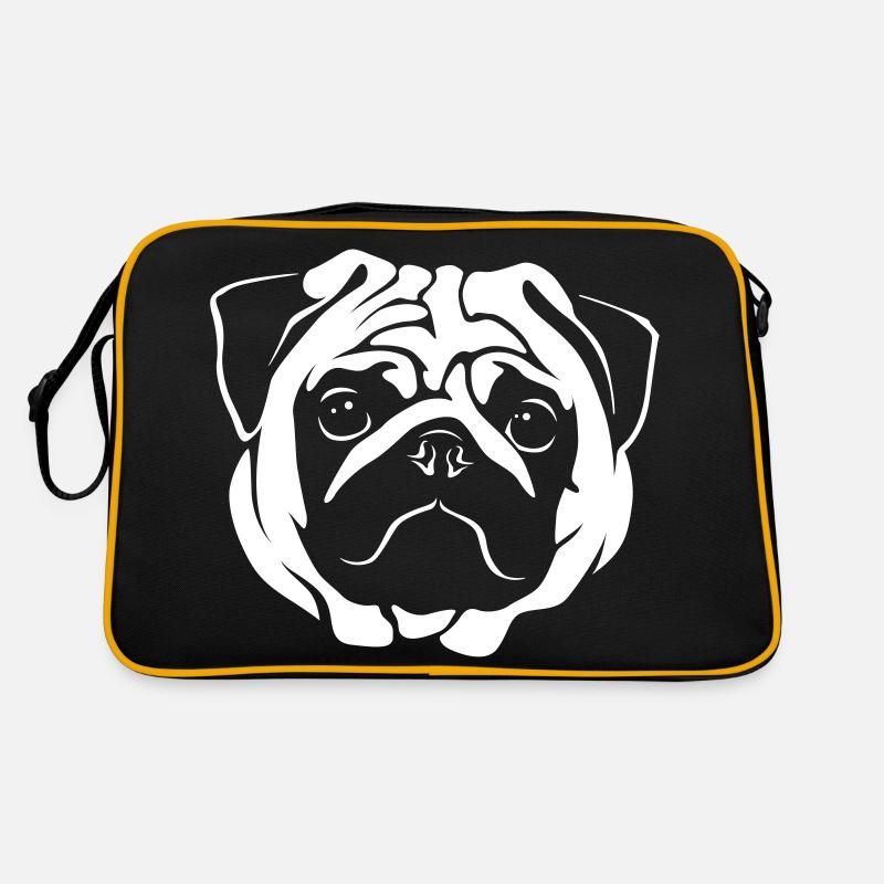 Mops Portrait - Negative Stil Retro Tasche