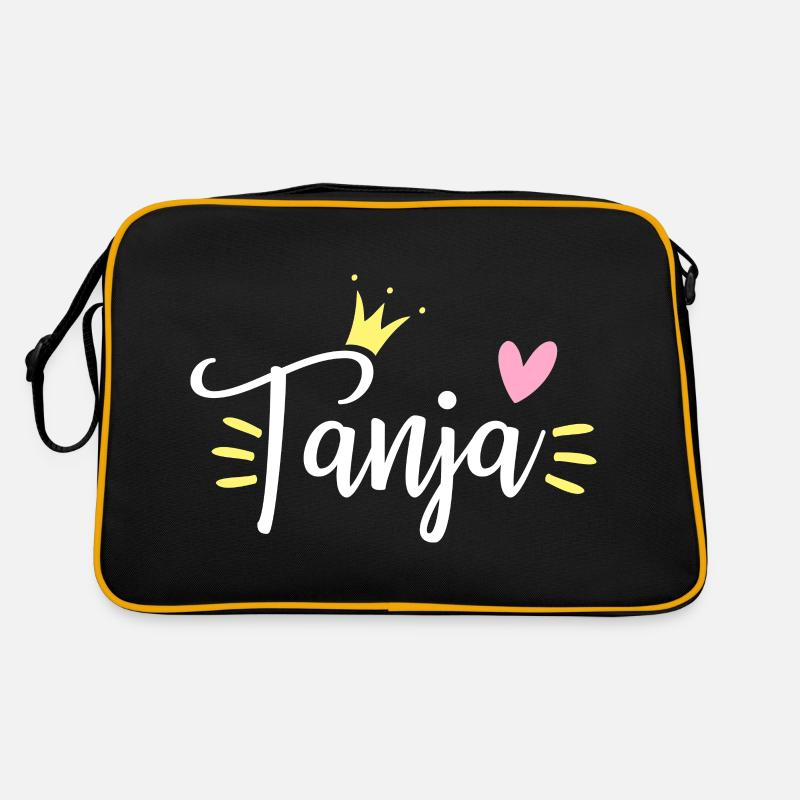 Tanja Name Krone - Retro Tasche - Schwarz/Gold