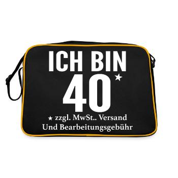 Ich bin 40+ lustiger Spruch für coole Leute - Retro Tasche - Schwarz/Gold - Hinten