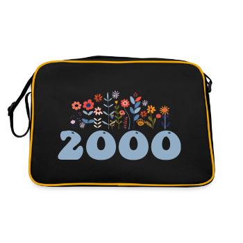 2000 Blumenmuster 2000 Blumen-thema Blumen 2000 - Retro Tasche - Schwarz/Gold - Hinten