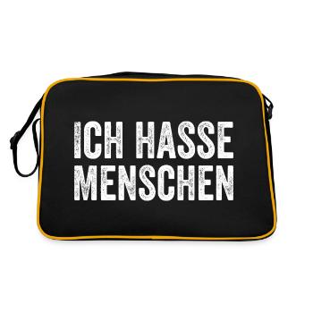 Ich hasse Menschen - Retro Tasche - Schwarz/Gold - Hinten