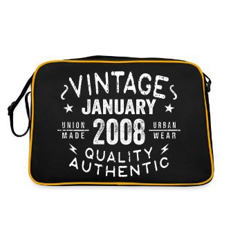Geburtstagsgeschenk 2008 - geboren im Januar 2008 - Retro Tasche - Schwarz/Gold - Hinten