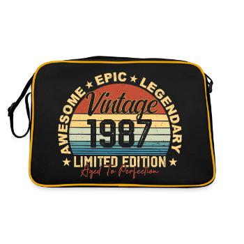 Retro 1987 Jahrgang Geburtstag 1987 Geschenk 1987 - Retro Tasche - Schwarz/Gold - Hinten