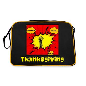 Karikatur Truthahn - Retro Tasche - Schwarz/Gold - Hinten