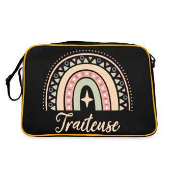 Cadeau Traiteuse. Boho Rainbow traiteuse. - Sac Retro - noir/or - Dos