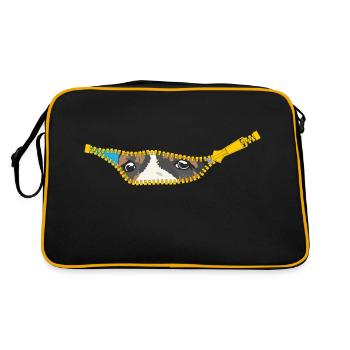 open zipper with cute dog - Retro Bag - black/gold - Back