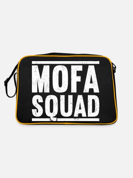 Mofa Mofas Moped Zweirad Mofafahrer Rollerfahrer - Retro Tasche - Schwarz/Gold - Hinten